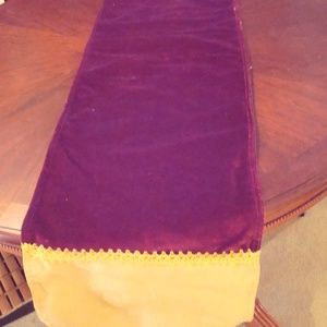 Red Velvet Table Runner with Gold ends And Tassels Holiday Decor